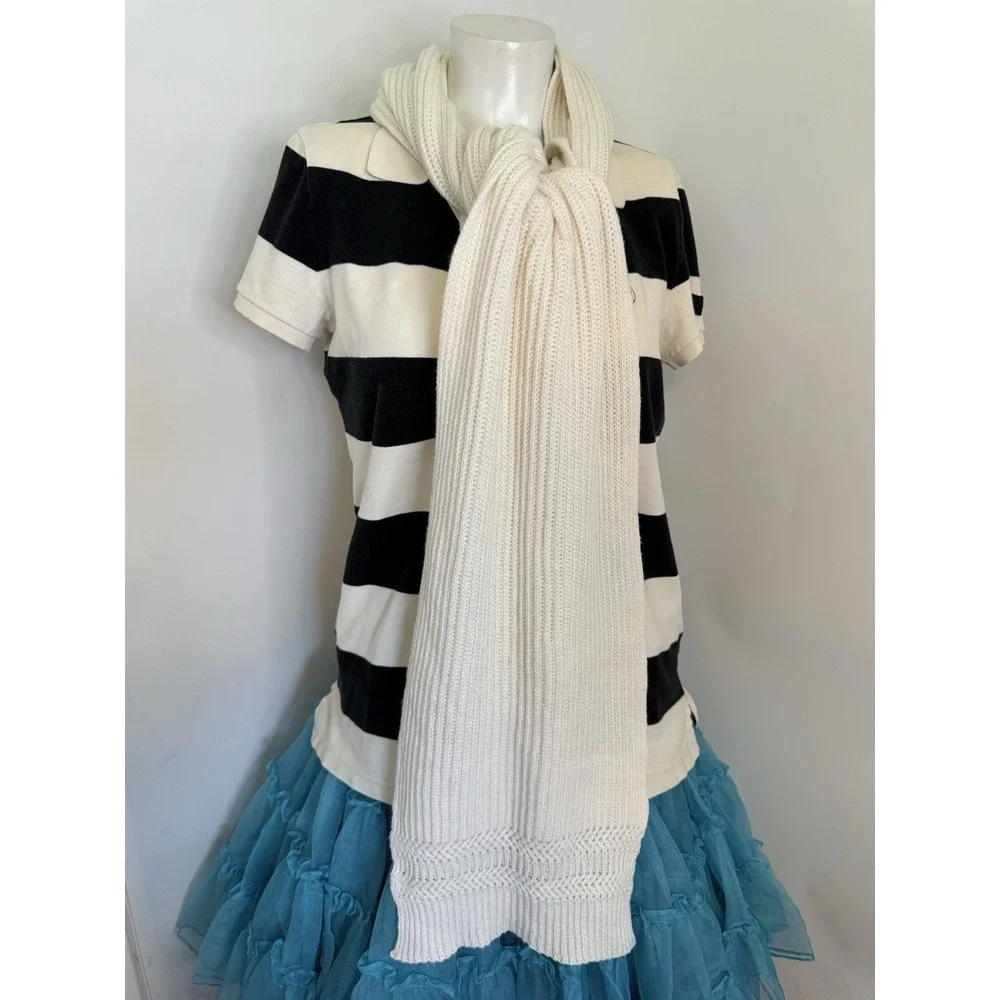 Armani Exchange Women's Knitted Cozy Ivory‎ Made in Italy Knit Scarf 86